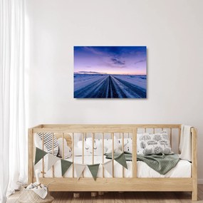 Sklenený obraz cesty v zime (70x50 cm)