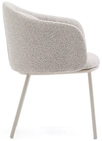 Sivobéžové čalúnené jedálenské kreslo s podrúčkami Minda – Kave Home