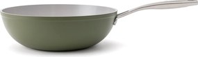 Elmich Nepriľnavá keramická panvica wok Zen Ø 28 cm – olivovozelená