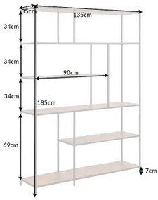 Knižnica/Regál 42026 135cm Slim Line Divoký Dub  - Komfort-nábytok