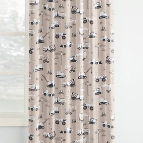 Goldea detský bavlnený záves - nákladné autá a bagre na béžovom 160x150 cm