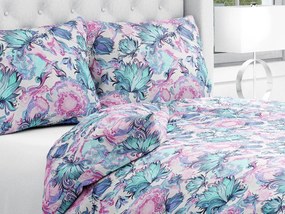 Biante Bavlnené posteľné obliečky Sandra SA-237 Tyrkysovo ružové orientálne kvety Predĺžené 140x220 a 70x90 cm
