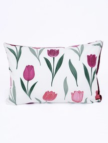 Bavlnená obliečka na vankúš Renforcé 50 × 70 cm - Kvety tulipánov fialovej