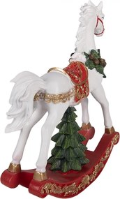 Christmas Decoration Figurine Rocking Horse 32x12x39 Cm White Plastic - 32*12*39 cm