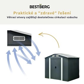 Záhradný domček BestBerg ZDB-4A / 4,1 m² / 236 x 174 x 206 cm / šedá