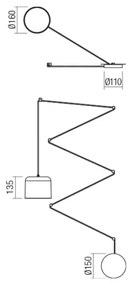 Redo 01-1822 - Luster na lanku DODO 1xE27/15W/230V pavúk čierna