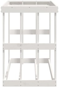 Vonkajší držiak na polená biely 108x52x74 cm masívna borovica