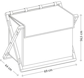 Kesper Kôš na triedenú bielizeň, čierny s bambusovým rámom, 69x41x56,5 cm