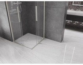 Mexen Velar Duo, sprchový kút s posuvnými dverami 80 x 80 cm, 8mm číre sklo, brúsená oceľ, 871-080-080-02-97
