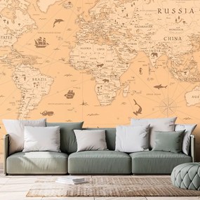 Samolepiaca tapeta mapa sveta s historickým nádychom