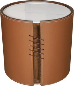 Noční stolek Modig M36 50 cm umělá kůže hnědý/mramor
