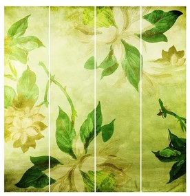 MANUFACTURER -  Súprava posuvnej záclony - Zelené kvety - 4 panely