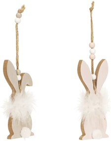 Závesný drevený zajko FLUFFY BUNNY 12 cm - viac variantov