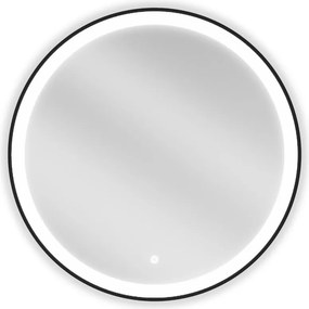 Mexen Esso, okrúhle LED podsvietené kúpeľňové zrkadlo 70 cm, 6000K, vykurovacia podložka proti zahmlievaniu, čierny rám, 9825-070-070-611-70