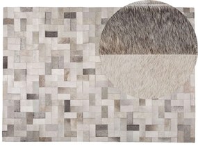 Kožený koberec 160 x 230 cm béžová/sivá KORFEZ Beliani