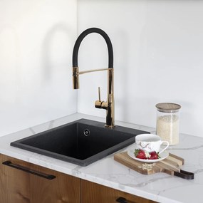 Laveo Chichi, 1-komorový granitový drez 390x480x205 mm, čierna, LAV-SBH_710T