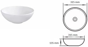 Gamma Doxa, umývadlo na dosku 315x315x135 mm, biela lesklá, GMA-UC-DOXA