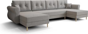 AKCIA Rozkladacia sedacia súprava do U SILVIANO 300x140 cm, sivá + 2 vankúšiky ZDARMA II. akosť