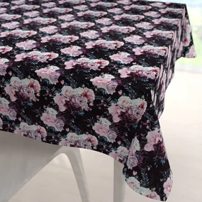Biante Zamatový štvorcový obrus Tamara TMR-011 Kvetiny na čiernom 100x100 cm