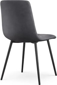 Sada štyroch jedálenských stoličiek NERO zamatové, grafitové / čierne nohy (4 ks)