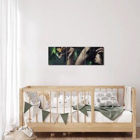Obraz pôvabnej ženy s motýľom (s hodinami) (90x30 cm)