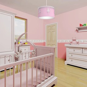 Detské závesné svietidlo Baletnica pink, 1x ružové textilné tienidlo, w