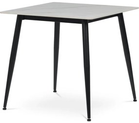 Stůl jídelní, 80x80x76 cm, keramika, kov, bílá, černá