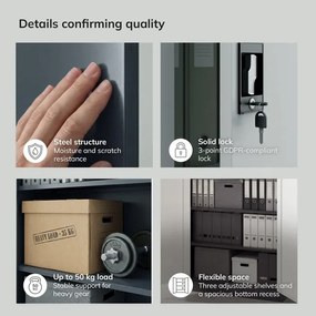 Kovová kancelárska skriňa na dokumenty antracitovo-biela KEVIN 900 x 1400 x 400 mm