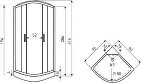 Novoterm Hydromasážny box NV-Pert 90x90