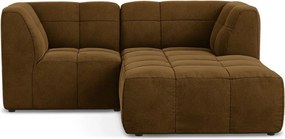 Zamatová rohová pohovka v horčicovej farbe (pravý roh/s leňoškou) Aloha – Makamii