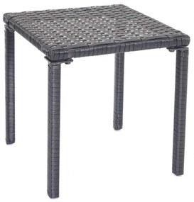 Set 2 záhradných lehátok HWC-E27, polyratan, čierne vankúše - tmavo sivá