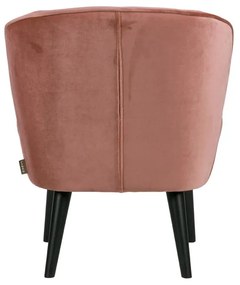 Ružové zamatové kreslo WOOOD Sara