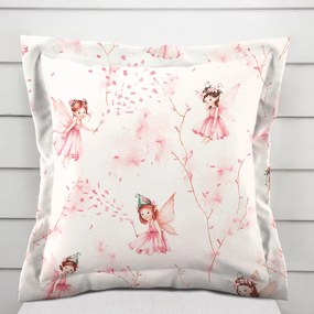 Biante Detská bavlnená obliečka na vankúš s lemom Sandra SA-684 Ružové víly na bielom 45 x 45 cm
