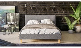 Sivá čalúnená dvojlôžková posteľ s roštom 140x200 cm Tina - Ropez