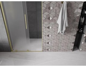 Mexen Velar L, posuvné sprchové dvere do otvoru 120 cm, 8mm sklo námraza, zlatá matná, 871-120-003-31-55