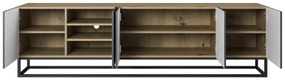 TV stolík Asha 200 cm na čiernom podstavci - artisan / rivier stone mat