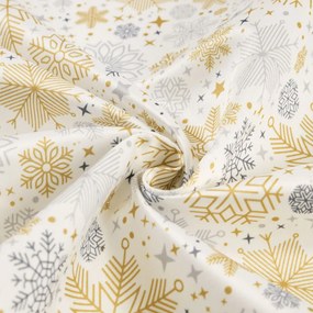 Biante Saténový štvorcový obrus LUP-505 Zlato-strieborné vločky na bielom 100x100 cm
