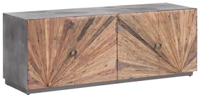 furniture-nabytek.cz - Masívny TV stolík Derby z recyklovaného dreva a kovu, lakovaný, prírodný / šedý – 160×50×60 cm