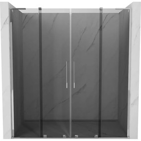 Mexen Velar L Duo, posuvné sprchové dvere do otvoru 200 cm, 8mm šedé sklo, chrómová, 871-200-003-42-01