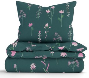Predĺžené bavlnené obliečky Renforcé – Vlčie maky tmavo zelené