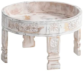 furniture-nabytek.cz - Sada 3 masívnych odkladacích stolíkov Chakki z mangového dreva, biela