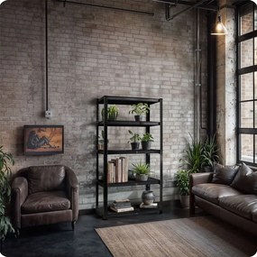 Kovový úložný regál 180 x 90 x 40 cm Humberg HR-851 čierny