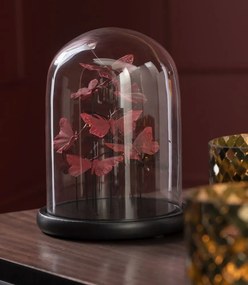 Dekoratívny podnos s vínovými motýlikami a skleneným poklopom Butterflies - Ø 23*29cm