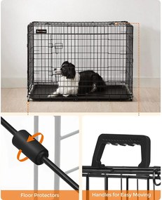 Klietka pre psov, XL prepravný box, skladací, 2 dvierka, čierna