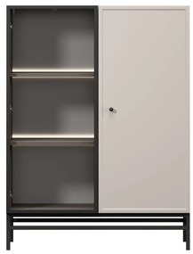 Vitrína Lorini 100 cm na stojane - kašmírová / čierna úchytka G