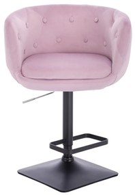 LuxuryForm DESIGN Barová stolička MONTANA VELUR na čiernej hranatej podstave - levanduľa