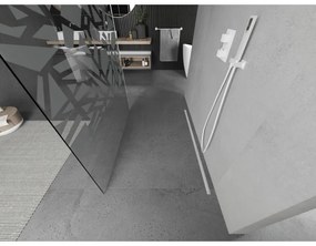 Mexen Kioto, priechodná sprchová zástena 110 x 200 cm, 8mm sklo číre/biely vzor, 2x biela stabilizačná rozpera, 800-110-002-20-85