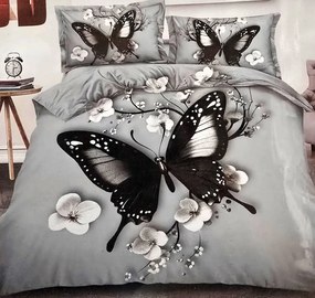 5D Obliečky Čierny Motýľ Bavlna 7-dielna súprava