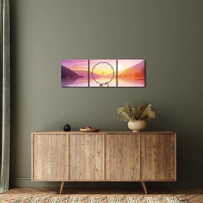 Obraz zamilovaných labutí (s hodinami) (90x30 cm)