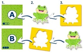 Woody Puzzle so zvieratkami, tvary-farba